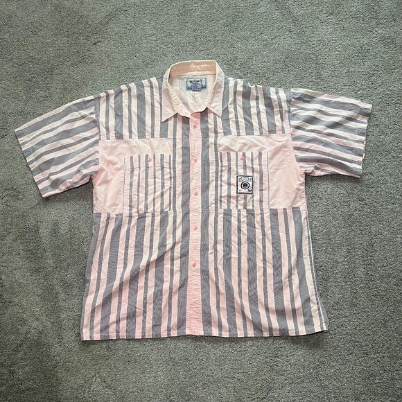 Bugle Boy Other - Vtg Bugle Boy Prized Freight Cargo Pink & Black Striped Shirt Mens Size XL